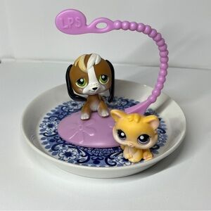 Authentic Littlest Pet Shop LPS Hasbro #113 #114 Beagle Dog Kitten Cat Set VTG